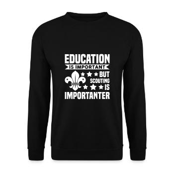 Pfadfinder Bildung Pfadi Geschenk - Unisex Pullover - Schwarz - Vorne - Alina (178cm) & Michal (187cm)