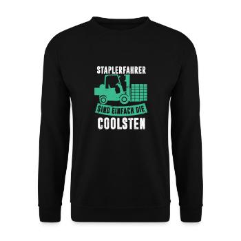 Staplerfahrer sind die Coolsten Stapler Logistik - Unisex Pullover - Schwarz - Vorne - Alina (178cm) & Michal (187cm)