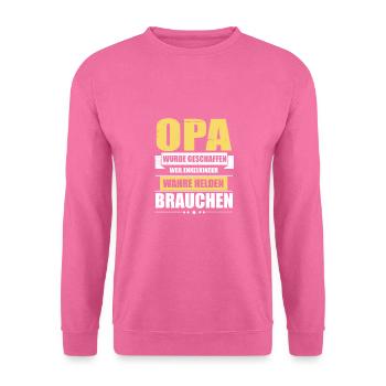 Opa weil Enkelkinder wahre Helden brauchen - Unisex Pullover - Pink - Vorne