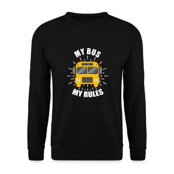 Geschenk Busfahrer Schulbus Bus Papa Kraftfahrer - Unisex Pullover - Schwarz - Vorne - Alina (178cm) & Michal (187cm)
