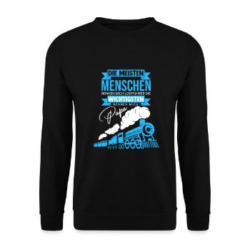 Lokführer Papa Modelleisenbahn - Unisex Pullover - Schwarz - Vorne - Alina (178cm) & Michal (187cm)