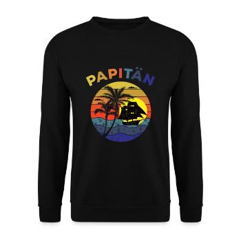 Papitän Dad and Captain Funny Sail Anchor Moti - Unisex Sweatshirt - black - Front - Alina (178cm) & Michal (187cm)