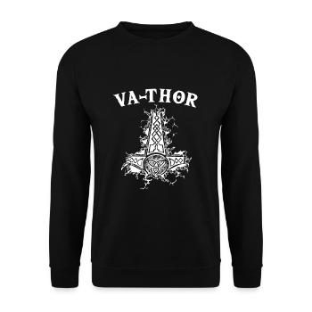 Lustiger Vathor Papa Vater Spruch Vatertag Wiking - Unisex Pullover - Schwarz - Vorne - Alina (178cm) & Michal (187cm)