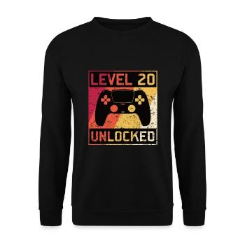 Gaming Gaming 20 Birthday Level 20 Unlocked - Unisex Sweatshirt - black - Front - Alina (178cm) & Michal (187cm)
