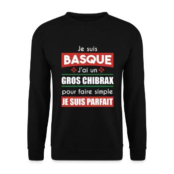 basque gros chibrax | cadeau beauf lauburu - Sweat-shirt Unisexe - noir - Devant - Alina (178cm) & Michal (187cm)