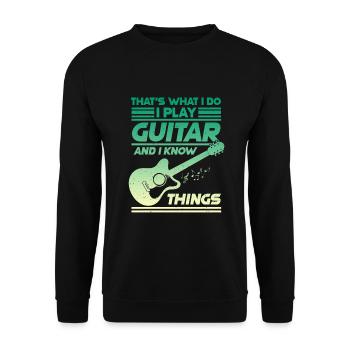 Gitarre Musik Gitarrist Papa Guitar Opa - Unisex Pullover - Schwarz - Vorne - Alina (178cm) & Michal (187cm)