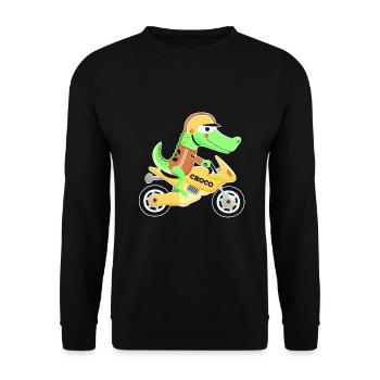Crocodile Motorcycle Bike Alligator Biker - Unisex Sweatshirt - black - Front - Alina (178cm) & Michal (187cm)