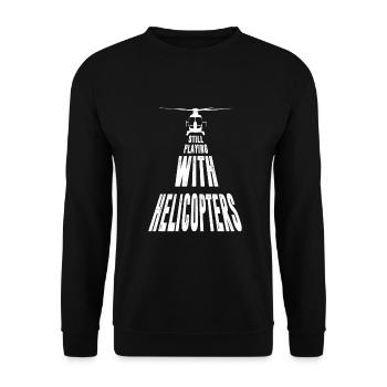 Hubschrauber Pilot Helicopter Geschenk Modellbau - Unisex Pullover - Schwarz - Vorne - Alina (178cm) & Michal (187cm)