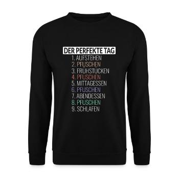 Der Perfekte Tag Pfuschen - Unisex Pullover - Schwarz - Vorne - Alina (178cm) & Michal (187cm)