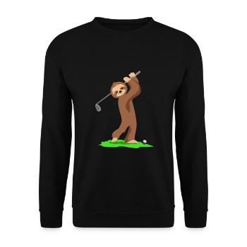 Golf Golfen Sport Geschenk Faultier Sloth - Unisex Pullover - Schwarz - Vorne - Alina (178cm) & Michal (187cm)