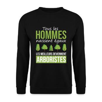 cadeau marrant pour arboriste | arbre métier - Sweat-shirt Unisexe - noir - Devant - Alina (178cm) & Michal (187cm)