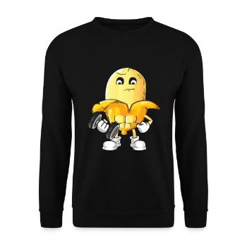 Veganer Veganerin Bodybuilding Banane - Unisex Pullover - Schwarz - Vorne - Alina (178cm) & Michal (187cm)