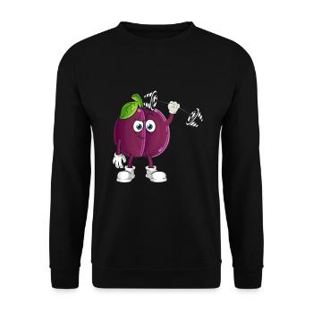 Vegan Vegan Bodybuilding Champignon Prune - Sweat-shirt Unisexe - noir - Devant - Alina (178cm) & Michal (187cm)