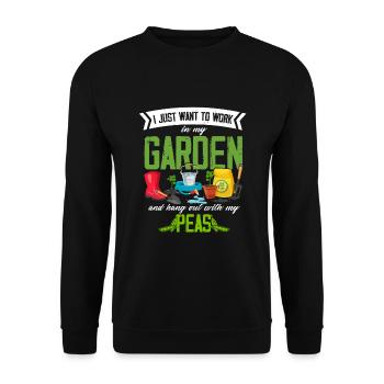 Garden gardening Vegetables Vegan Peas Peas - Unisex Sweatshirt - black - Front - Alina (178cm) & Michal (187cm)