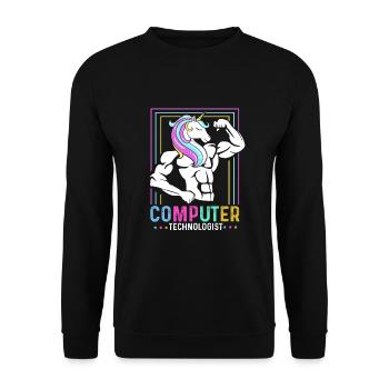 Computer Technologist Gift Radiologist Unicorn - Unisex Sweatshirt - black - Front - Alina (178cm) & Michal (187cm)