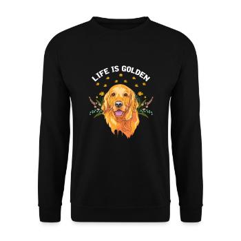 Golden Retriever Hundeliebhaber Goldie Papa - Unisex Pullover - Schwarz - Vorne - Alina (178cm) & Michal (187cm)