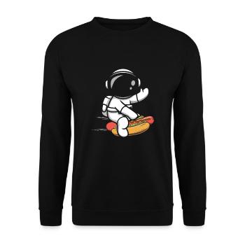 Hot Dog Fast Food Astronaut Astronomy - Unisex Sweatshirt - black - Front - Alina (178cm) & Michal (187cm)