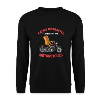 Hot Dog Moto MotoCycliste Biker Cadeau - Sweat-shirt Unisexe - noir - Devant - Alina (178cm) & Michal (187cm)
