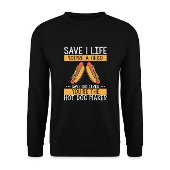 Hot Dog Maker Grill BBQ Hot Dog Grill Master - Sweat-shirt Unisexe - noir - Devant - Alina (178cm) & Michal (187cm)