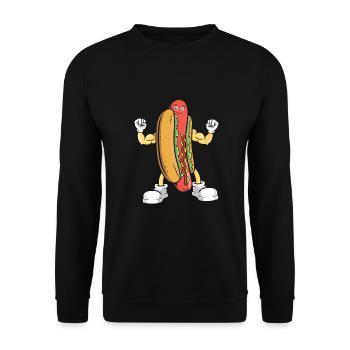 Hot Dog Bodybuilding Fitness Gym Gift - Unisex Sweatshirt - black - Front - Alina (178cm) & Michal (187cm)