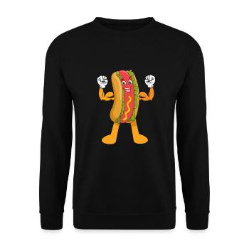 Hot Dog Bodybuilding Fitness Gym Gift - Unisex Sweatshirt - black - Front - Alina (178cm) & Michal (187cm)