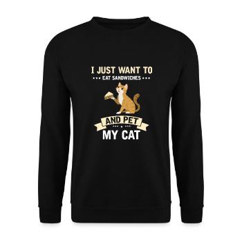 Sandwich et chats Love Cat Lovers Cadeau - Sweat-shirt Unisexe - noir - Devant - Alina (178cm) & Michal (187cm)