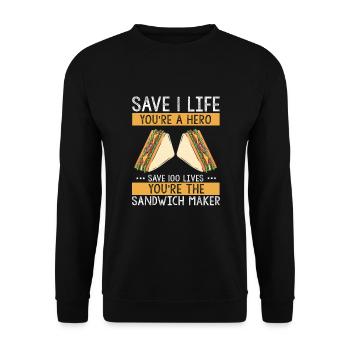 Food Makers Grill BBQ Sandwich Grill Maître - Sweat-shirt Unisexe - noir - Devant - Alina (178cm) & Michal (187cm)