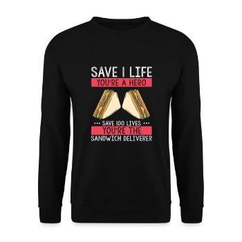 Food Makers Grill BBQ Sandwich Grill Maître - Sweat-shirt Unisexe - noir - Devant - Alina (178cm) & Michal (187cm)