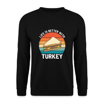 Food Love Sandwich Baguette Ketchup - Sweat-shirt Unisexe - noir - Devant - Alina (178cm) & Michal (187cm)