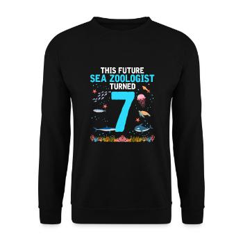 Zooologist Marine biologist 7 years birthday - Unisex Sweatshirt - black - Front - Alina (178cm) & Michal (187cm)