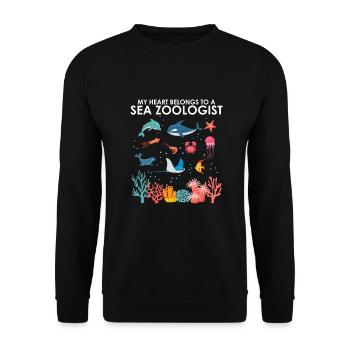 Le cœur appartient au zoologiste marin Biologie marine Mer - Sweat-shirt Unisexe - noir - Devant - Alina (178cm) & Michal (187cm)