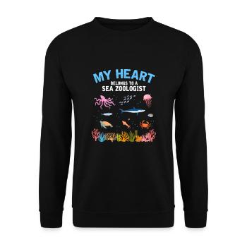 Le cœur appartient au zoologiste marin Biologie marine Mer - Sweat-shirt Unisexe - noir - Devant - Alina (178cm) & Michal (187cm)