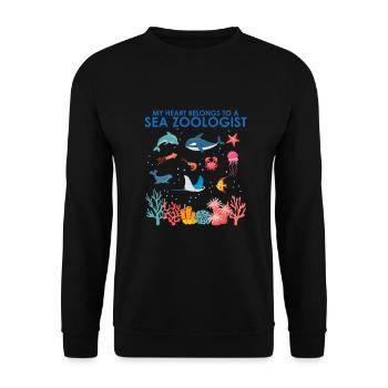 Heart belongs to marine zoologist Marine Biology Sea - Unisex Sweatshirt - black - Front - Alina (178cm) & Michal (187cm)