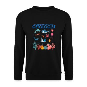 Herz gehört Cetologe Cetologist Meeresbiologe - Unisex Pullover - Schwarz - Vorne - Alina (178cm) & Michal (187cm)