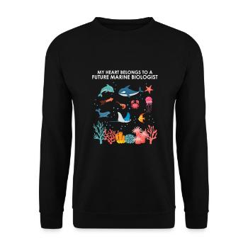 Heart belongs to marine biologist Marine biology sea - Unisex Sweatshirt - black - Front - Alina (178cm) & Michal (187cm)