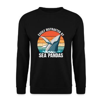 Whale Whales Ocean Sea Marine Biologist Diving Retro - Unisex Sweatshirt - black - Front - Alina (178cm) & Michal (187cm)