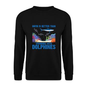 With Dolphins Swimming Dolphin Ocean Sea Mammal - Unisex Sweatshirt - black - Front - Alina (178cm) & Michal (187cm)