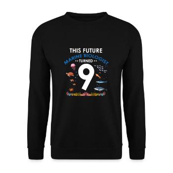 Meeresbiologie Geburtstagsparty 9 Jahre Neun - Unisex Pullover - Schwarz - Vorne - Alina (178cm) & Michal (187cm)