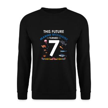 Marine Biology Birthday Party 7 Years Seven - Unisex Sweatshirt - black - Front - Alina (178cm) & Michal (187cm)