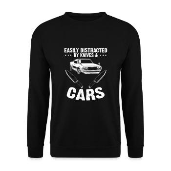 Knife Collector Car Oldtimer Knife Fan Design - Unisex Sweatshirt - black - Front - Alina (178cm) & Michal (187cm)