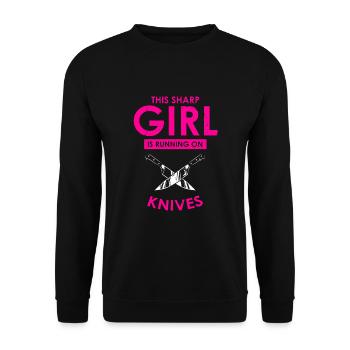 Sharp woman loves knife knife collector knife fan - Unisex Sweatshirt - black - Front - Alina (178cm) & Michal (187cm)