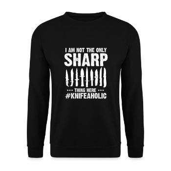 Messersammler Designs Messerfan Messermacher - Unisex Pullover - Schwarz - Vorne - Alina (178cm) & Michal (187cm)
