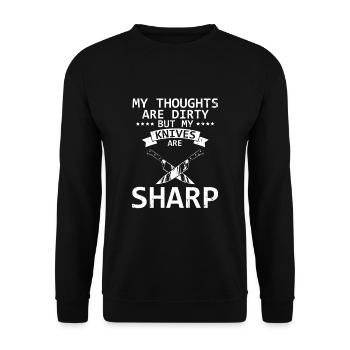 Dirty Thoughts Clean Knife Collecteur de couteaux - Sweat-shirt Unisexe - noir - Devant - Alina (178cm) & Michal (187cm)