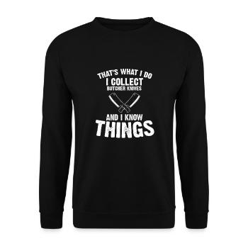 Objets blancs et collecteur de couteaux de cuisine - Sweat-shirt Unisexe - noir - Devant - Alina (178cm) & Michal (187cm)
