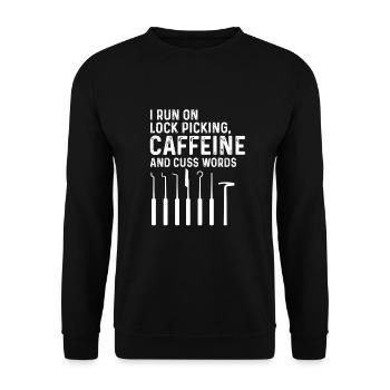Lock picking coffee and swear words design - Unisex Sweatshirt - black - Front - Alina (178cm) & Michal (187cm)