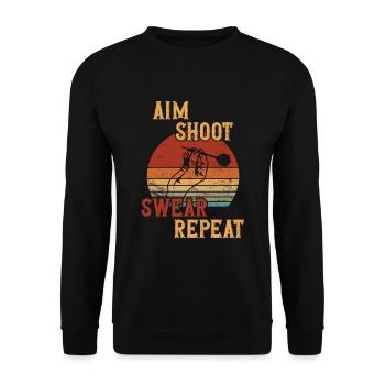Aim Shoot Swear Repeat / Darts - Unisex Pullover - Schwarz - Vorne - Alina (178cm) & Michal (187cm)