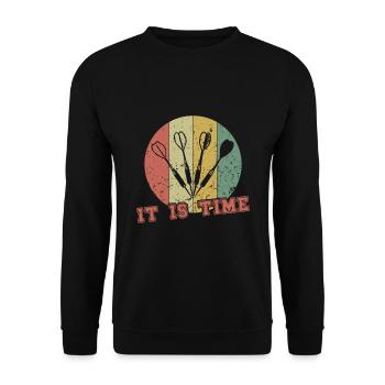 It's Time / Darts - Unisex Pullover - Schwarz - Vorne - Alina (178cm) & Michal (187cm)