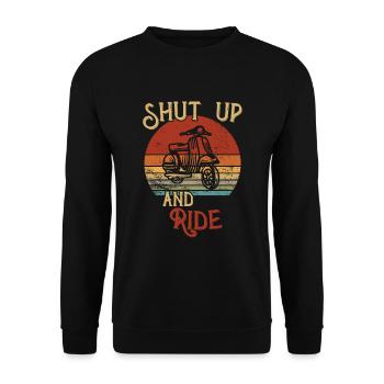 Shut up and Ride / Moped - Unisex Pullover - Schwarz - Vorne - Alina (178cm) & Michal (187cm)