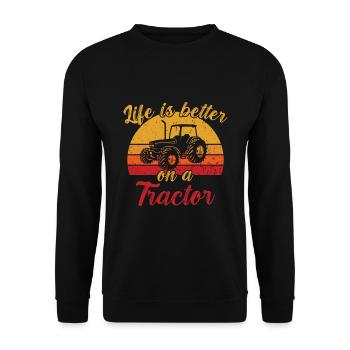 Life is better on a Tractor / Traktor - Unisex Sweatshirt - black - Front - Alina (178cm) & Michal (187cm)