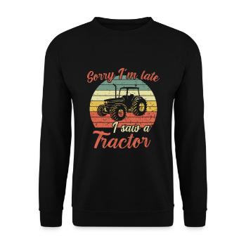 Désolé d’être en retard - j’ai vu un tracteur / Traktor - Sweat-shirt Unisexe - noir - Devant - Alina (178cm) & Michal (187cm)